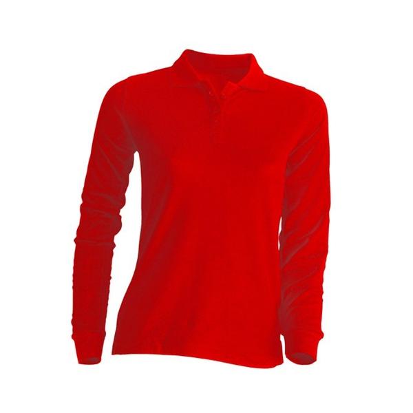 Футболка поло JHK с длинным рукавом женская красная