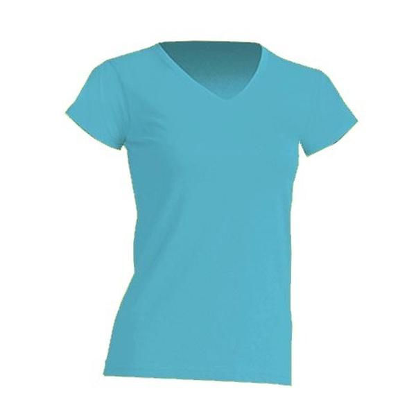 Футболка JHK женская с V-образным вырезом бирюзовая